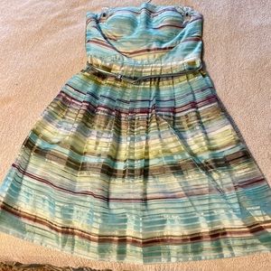 Donna Morgan Strapless Striped Mini Dress